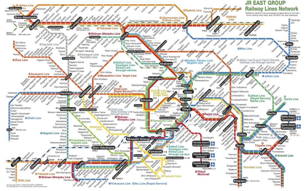 Le réseau de JR dans la région de Tokyo